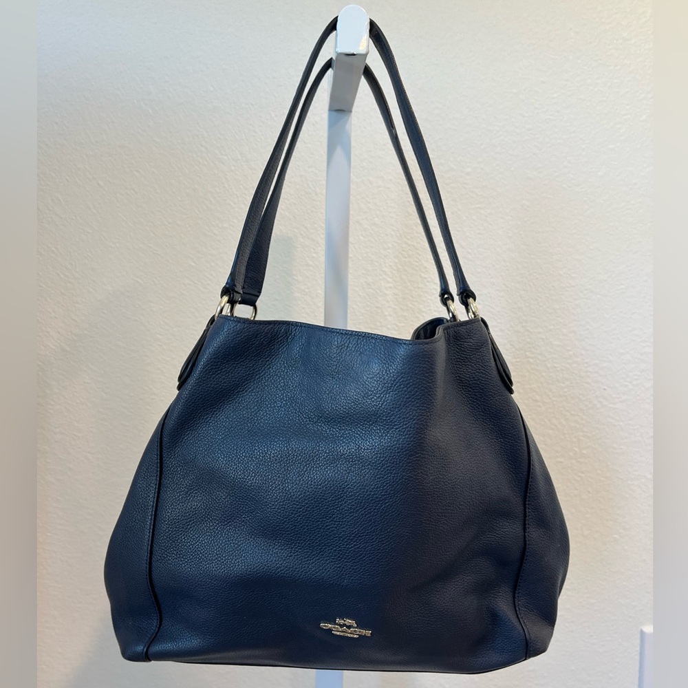 Coach Navy Blue Leather Edie Shoulder Bag